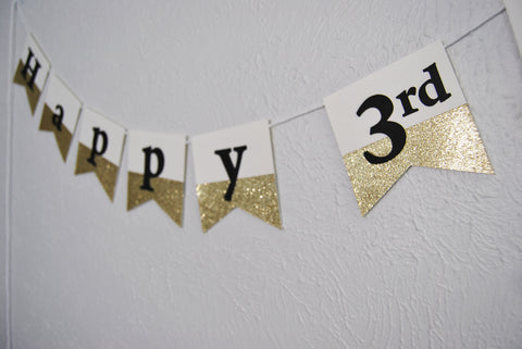 Black and Gold Dipped Birthday Banner