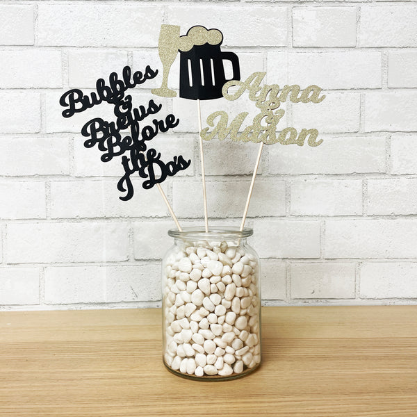 Bubbles & Brews Before the I Do's Centerpiece