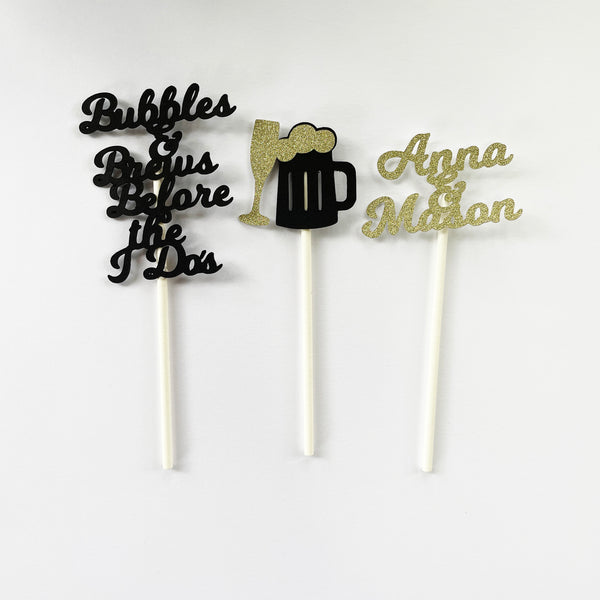 Bubbles & Brews Before the I Do's Cupcake Toppers