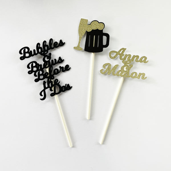 Bubbles & Brews Before the I Do's Cupcake Toppers