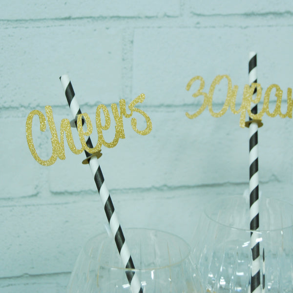 "Cheers to 30 Years" Straw Toppers