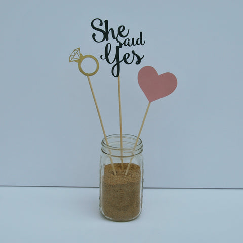 "She Said Yes" Engagement Party Centerpiece
