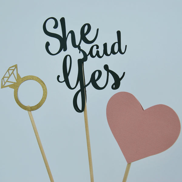 He Asked, She Said Yes Cupcake Toppers