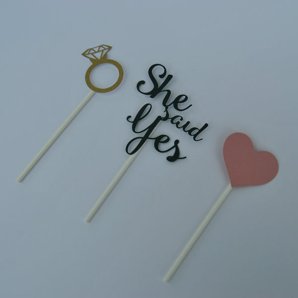 "She Said Yes" Engagement Cupcake Toppers