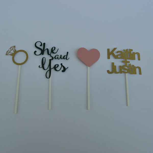 "She Said Yes" Engagement Cupcake Toppers