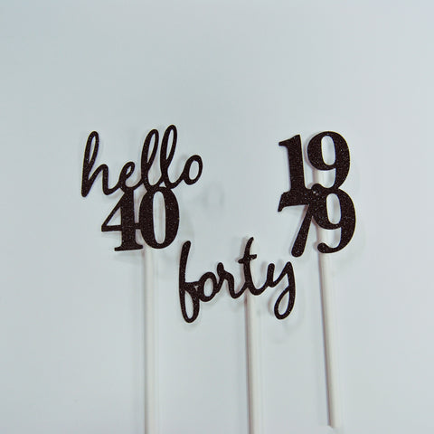 Hello 40 Cupcake Toppers