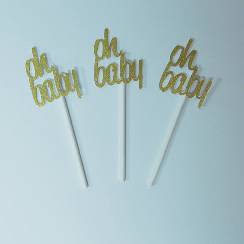 "Oh Baby" Boho Style Cupcake Toppers