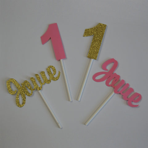 Pink and Gold Cupcake Toppers