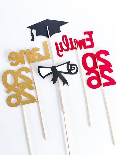 Single and double sided graduation centerpiece stick back side comparison