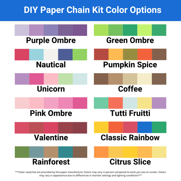 Chunky Paper Chain Garland DIY Kit | Custom Color Party Decor