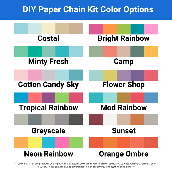 Chunky Paper Chain Garland DIY Kit | Custom Color Party Decor