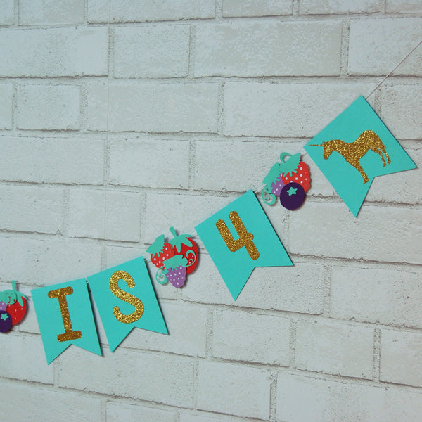 Berry Magical Unicorn Birthday Banner