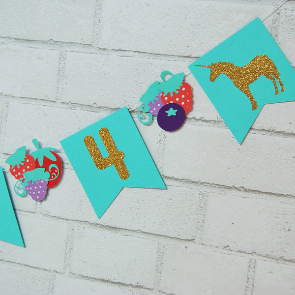 Berry Magical Unicorn Birthday Banner