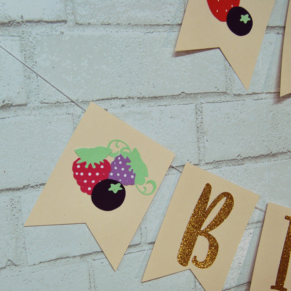 Berry Sweet or Berry First Birthday Banner