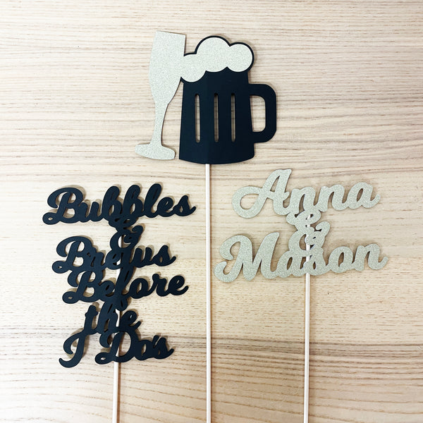 Bubbles & Brews Before the I Do's Centerpiece