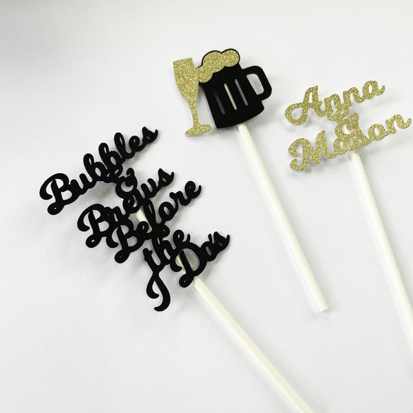 Bubbles & Brews Before the I Do's Cupcake Toppers