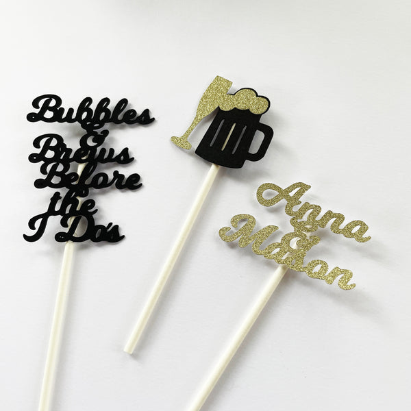 Bubbles & Brews Before the I Do's Cupcake Toppers