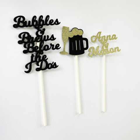Bubbles & Brews Before the I Do's Cupcake Toppers