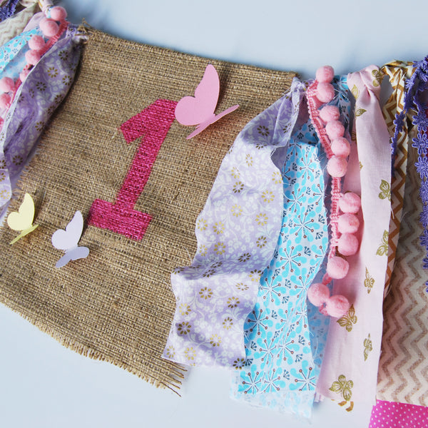 Butterfly and Wildflower Highchair Banner