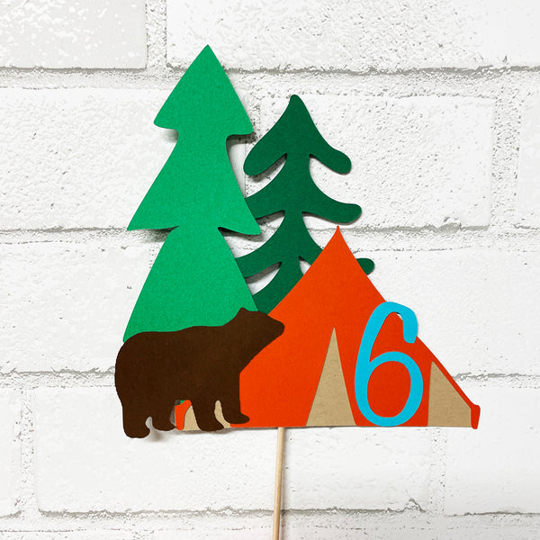 Camping Birthday Cake Topper
