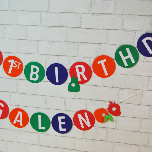 Caterpillar and Fruit Birthday Banner
