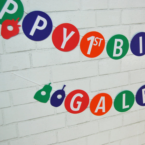 Caterpillar and Fruit Birthday Banner