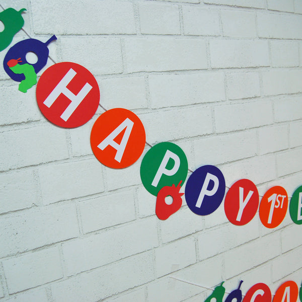 Caterpillar and Fruit Birthday Banner