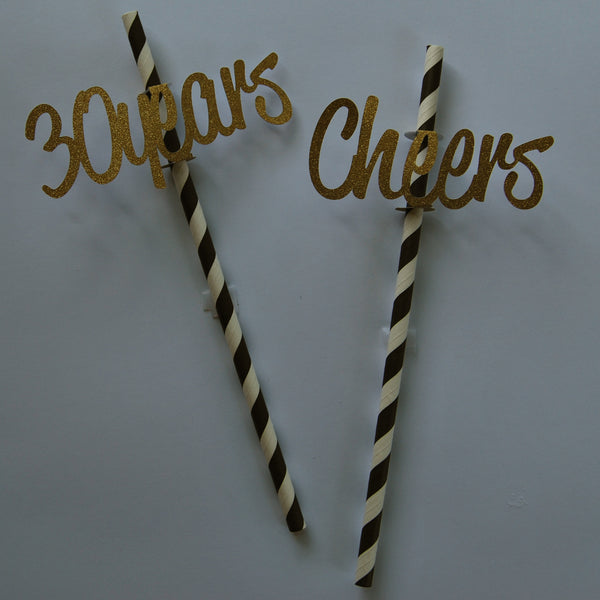 "Cheers to 30 Years" Straw Toppers