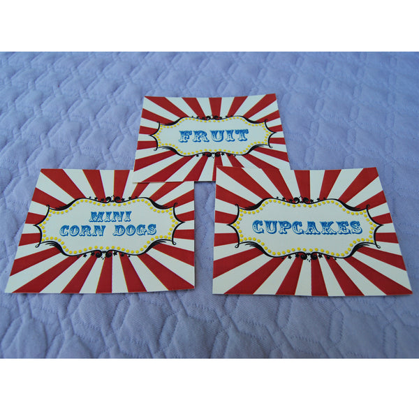 Vintage Carnival Buffet Signs