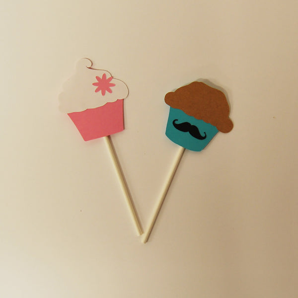 Cupcake or Stud Muffin Gender Reveal Cupcake Toppers