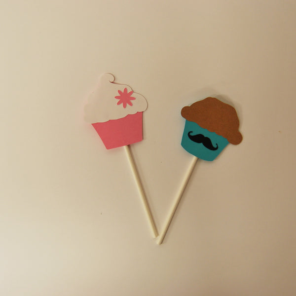 Cupcake or Stud Muffin Gender Reveal Cupcake Toppers