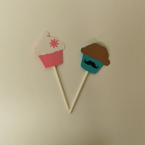 Cupcake or Stud Muffin Gender Reveal Cupcake Toppers