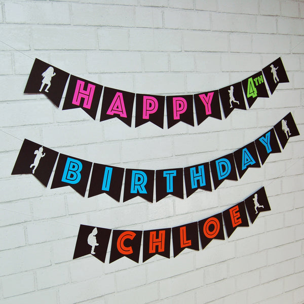 Neon Dance Party Birthday Banner