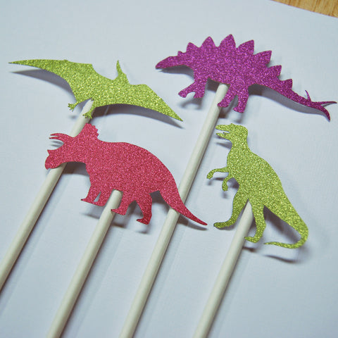 Glitter Dinosaur Cupcake Toppers