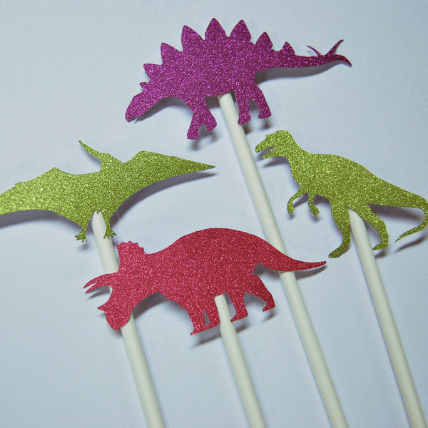 Glitter Dinosaur Cupcake Toppers
