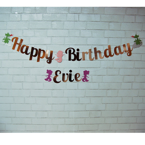 Dragon and Mermaid Birthday Banner
