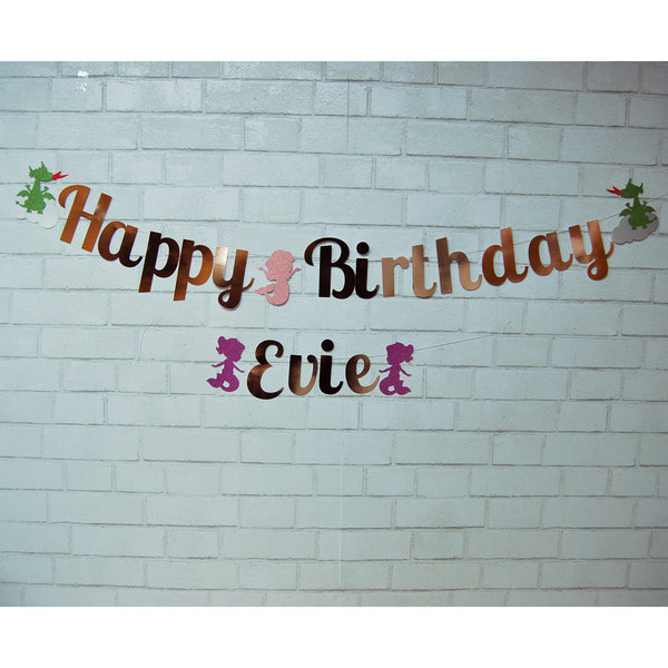 Dragon and Mermaid Birthday Banner