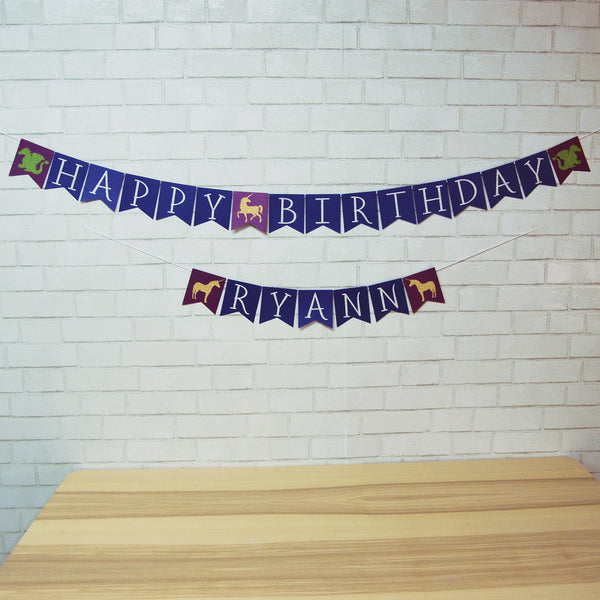 Dragon and Unicorn Birthday Banner