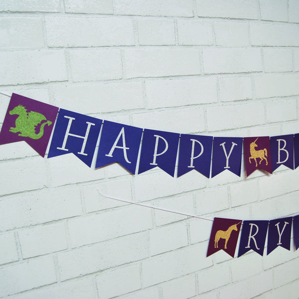Dragon and Unicorn Birthday Banner