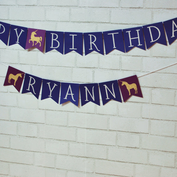 Dragon and Unicorn Birthday Banner