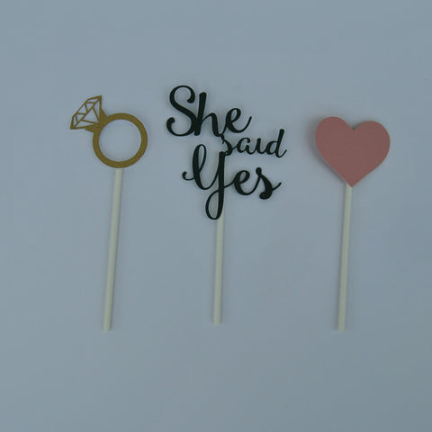"She Said Yes" Engagement Cupcake Toppers