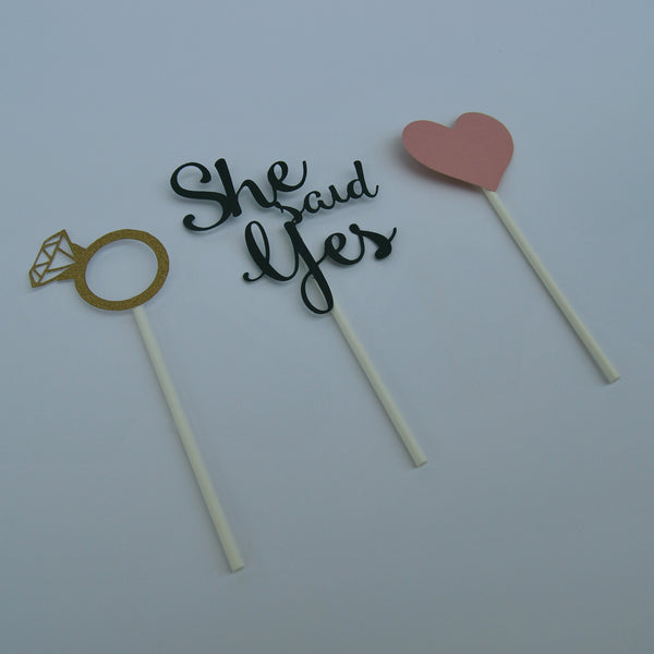 "She Said Yes" Engagement Cupcake Toppers
