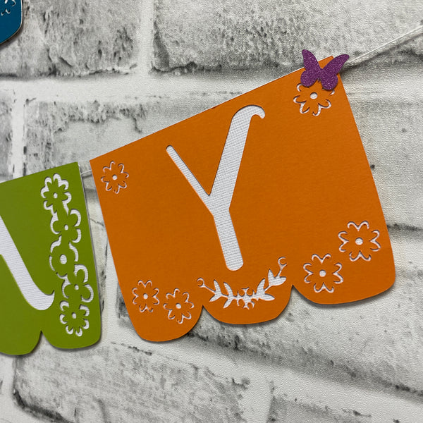 Floral Butterfly Fiesta Birthday Banner