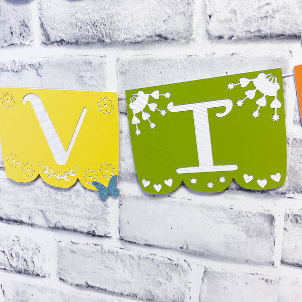 Floral Butterfly Fiesta Birthday Banner