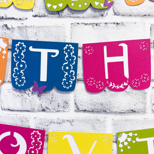 Floral Butterfly Fiesta Birthday Banner