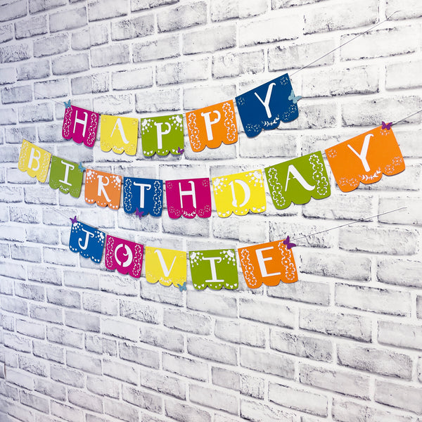 Floral Butterfly Fiesta Birthday Banner