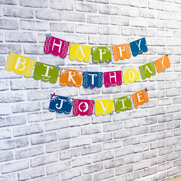 Floral Butterfly Fiesta Birthday Banner