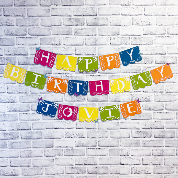 Floral Butterfly Fiesta Birthday Banner