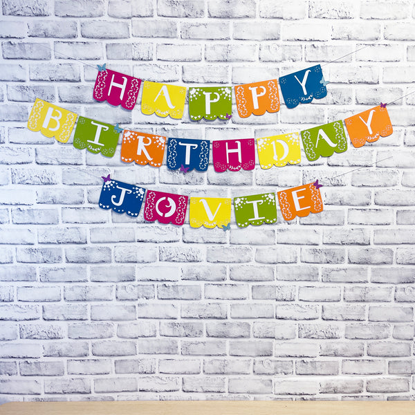 Floral Butterfly Fiesta Birthday Banner
