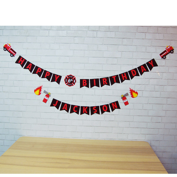 3D Firefighter Birthday Banner